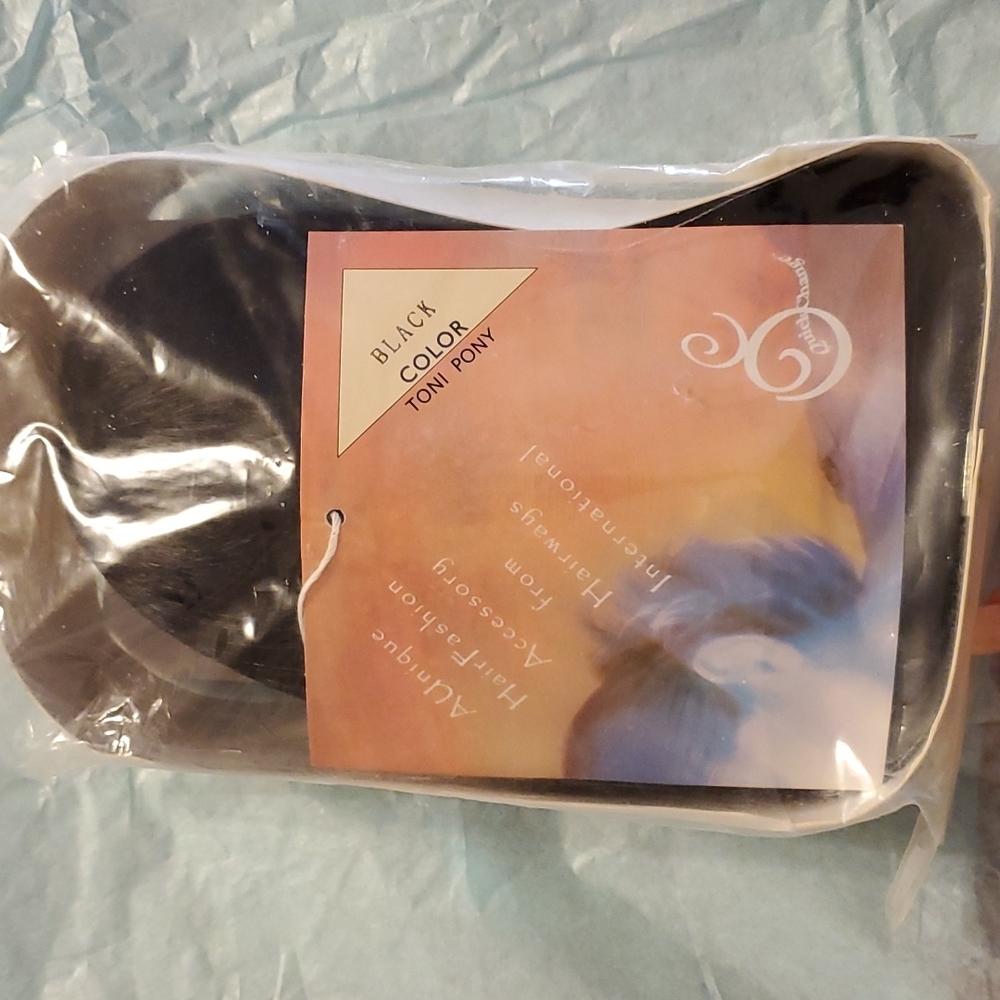 NWT, Toni Brattin clip on ponytail, Black, never worn or opened, 16 " long